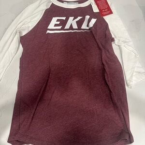 Womens Raglan Shirt - Maroon and White